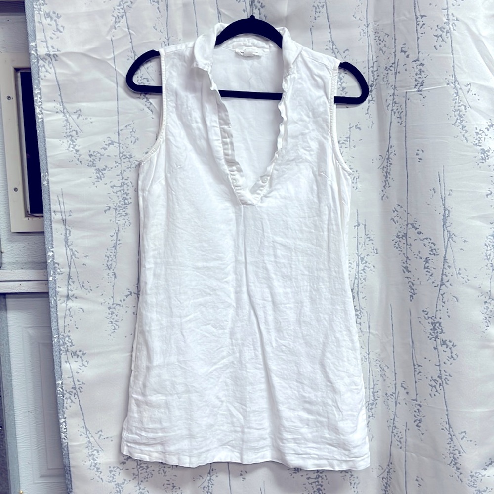 beach lunch lounge white linen cover up size XS